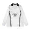 Rhinestone-Embellished Cutout V-Neck Long-Sleeve Top — White