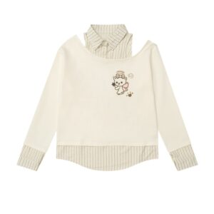 Little Bear Faux Two-Piece Long-Sleeve Shirt