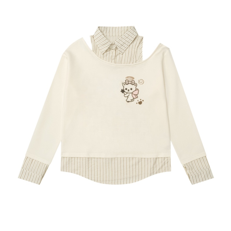 Little Bear Faux Two-Piece Long-Sleeve Shirt