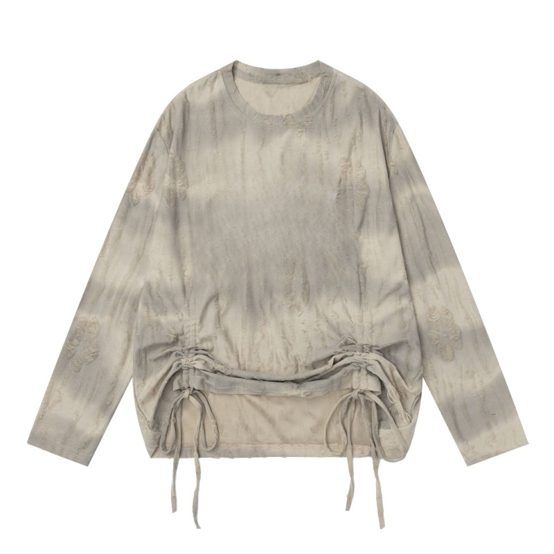 Vintage Washed Distressed Oversized Long Sleeve Top
