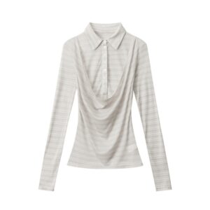 Layered-Inspired Striped Slim-Fit Long Sleeve Top