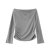 Elegant Slim-Fit Off-Shoulder Sun Protection Long Sleeve Top