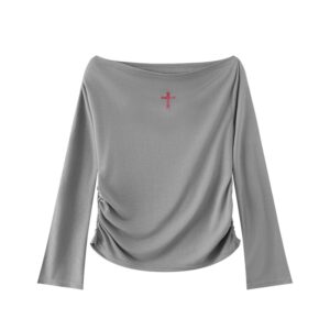 Elegant Slim-Fit Off-Shoulder Sun Protection Long Sleeve Top