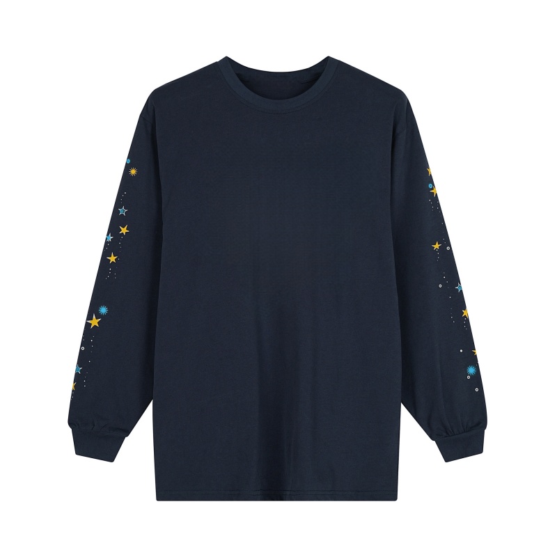 Oversized, Comfortable Long-Sleeve Top — Navy Blue